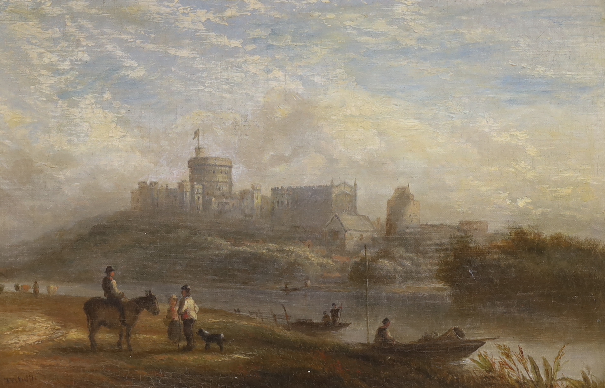 Thomas Whittle the Younger (1842-1915) oil on canvas, View of Windsor Castle, signed and inscribed to the mount, 29 x 45cm